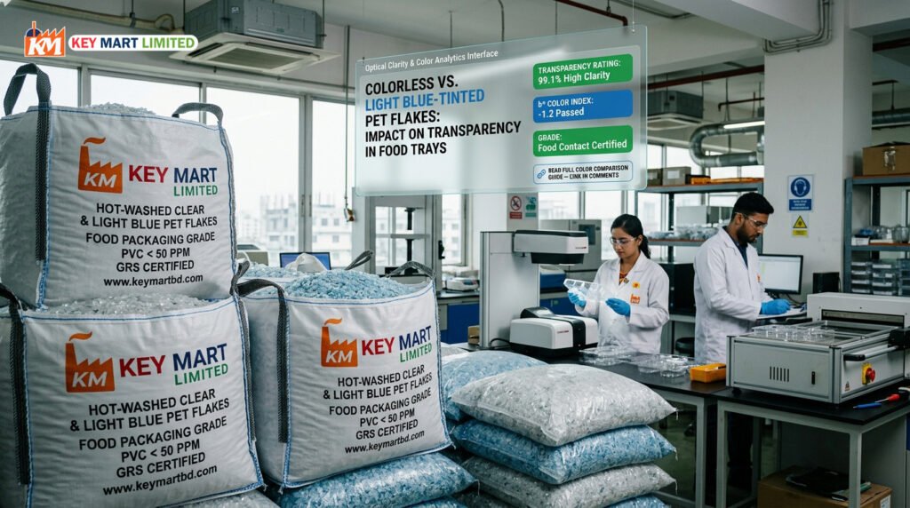 Colorless vs. Light Blue PET Flakes: Transparency in Food Trays