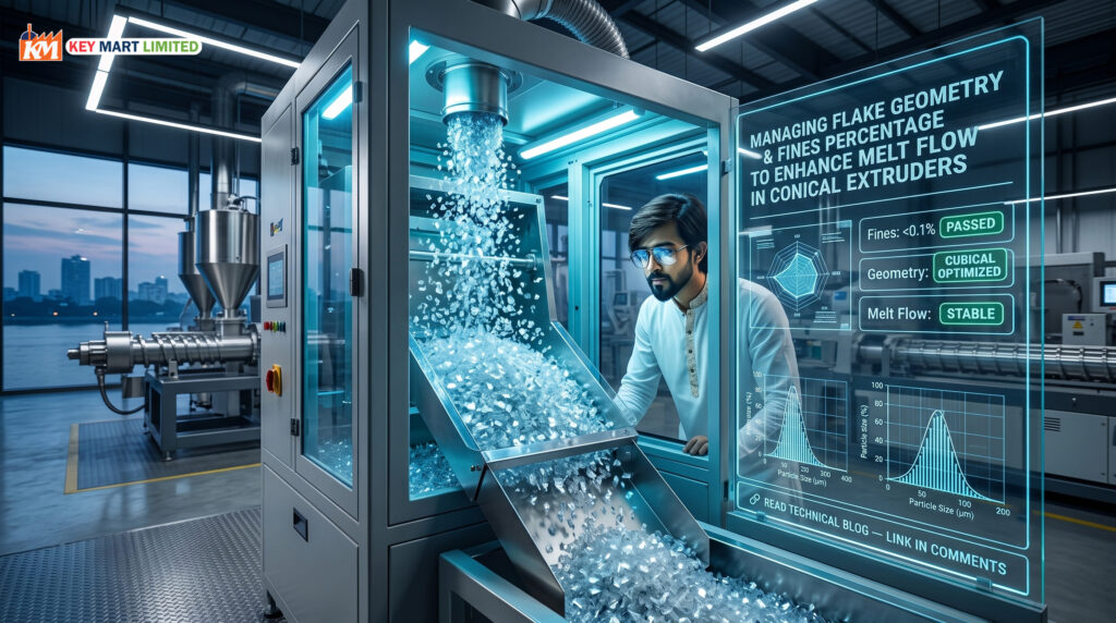 Flake Geometry & Fines Percentage: Enhancing Melt Flow in Conical Extruders