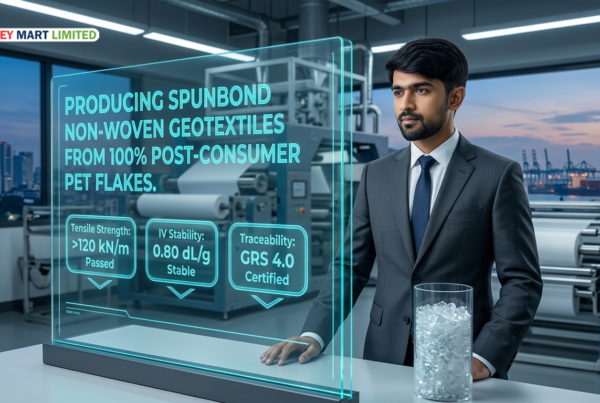 Producing Spunbond Non-Woven Geotextiles from 100% Post-Consumer PET Flakes